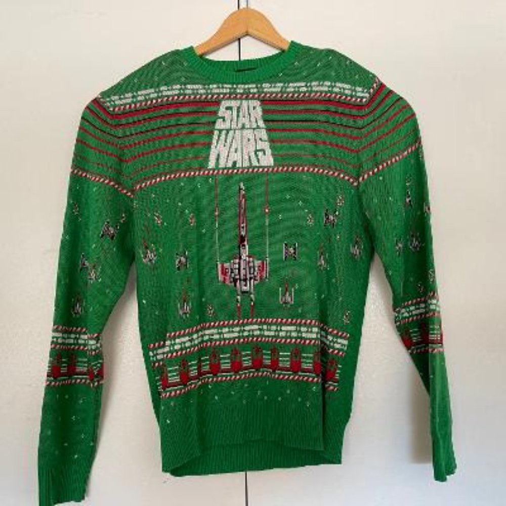 Free Shipping Star Wars Ugly Christmas Sweater Green, Fighter,